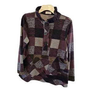 TERRA SJ APPAREL SIZE MEDIUM PURPLE SWEATER SIZE MEDIUM LONG SLEEVE FRONT POCKET